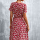 Full Size Floral Surplice Neck Flutter Sleeve Dress