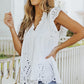 Women's Frill Trim Flutter Sleeve Plunge Blouse