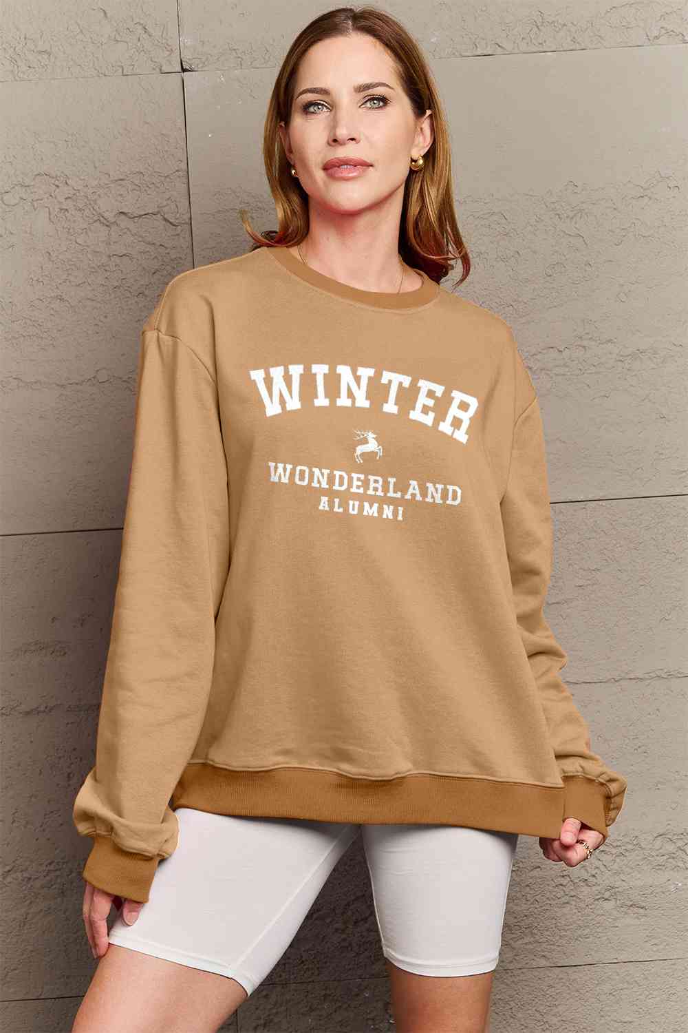 Simply Love Full Size WINTER WONDERLAND ALUMNI Graphic CHRISTMAS Long Sleeve Sweatshirt