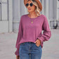 Full Size Round Neck Flounce Sleeve Blouse