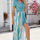 Smocked High-Low Printed Surplice Dress