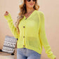 Button Up V-Neck Long Sleeve Cardigan