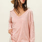 BiBi Exposed Seam V-Neck Long Sleeve T-Shirt - Brand BiBi