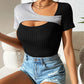 Contrast Cutout Short Sleeve T-Shirt