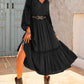 Layla Tie Neck Balloon Sleeve Midi Dress