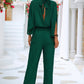 Tie Back Mock Neck Split Sleeve Jumpsuit
