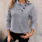 Mock Neck Raglan Sleeve Buttoned Sweatshirt