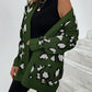 Leopard Open Front Dropped Shoulder Cardigan