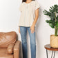 Double Take Pastel Yellow Full Size Crochet Buttoned Short Sleeves Top