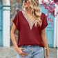 Full Size V-Neck Cuffed Blouse