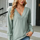 V-Neck Lantern Sleeve T-Shirt