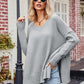 V-Neck Slit Exposed Seam Sweater