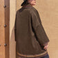 Plus Size Embroidered Open Front Dropped Shoulder Jacket
