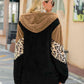 Leopard Color Block Hooded Teddy Jacket