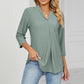 Full Size Eyelet Three-Quarter Sleeve Blouse