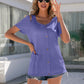 Decorative Button Round Neck Cold Shoulder T-Shirt