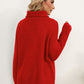 Slit Turtleneck Dropped Shoulder Sweater