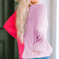 Malibu Dreams Contrast Color V-Neck Long Sleeve Pullover Sweater