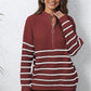 Mock Neck Long Sleeve Zip-Up Sweater