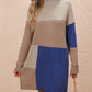 TrendSetEE Color Block Mock Neck Dropped Shoulder Sweater Dress