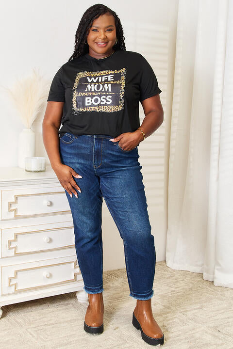 Simply Love WIFE MOM BOSS Leopard Graphic T-Shirt *