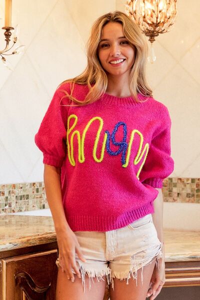 BiBi MOM Contrast Round Neck Sweater  *