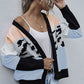 Women's Color Block Drop Shoulder Button Down Cardigan