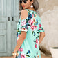Full Size Floral Cold-Shoulder Short Sleeve Top
