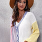 ZeldaMarie Color Block Ribbed Long Sleeve Cardigan