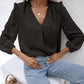 Swiss Dot Frill Trim Puff Sleeve Blouse