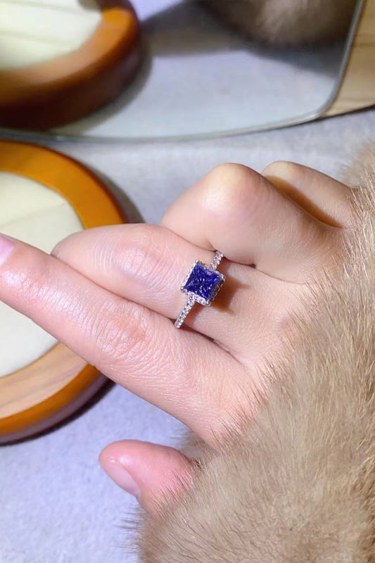 1 Carat Moissanite 925 Sterling Silver Square Ring 💜