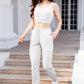 Hannah Waffle-Knit Cropped Tank and Drawstring Pants Set