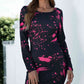 Printed Boat Neck Long Sleeve Dress