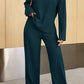 Ribbed Half Button Top and Pants Set