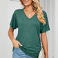 Ruched V-Neck Short Sleeve T-Shirt