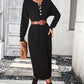 IdeationJovial Notched Neck Dropped Shoulder Button-Down Midi Dress