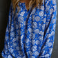 Floral Notched Neck Balloon Sleeve Blouse