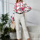 Printed Tie Neck Long Sleeve Blouse