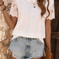 Eyelet Round Neck Short Sleeve T-Shirt
