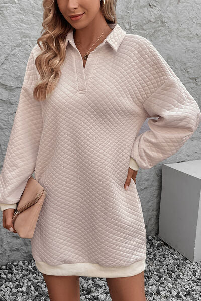 Women's SoDreamy Dusty Pink Johnny Collar Dropped Shoulder Dress