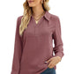 Full Size Swiss Dot Johnny Collar Blouse
