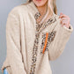 SoComfy Beige Leopard Snap Down Pocketed Collared Neck Jacket