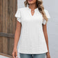Full Size Eyelet Notched Neck Flutter Sleeve Top