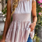 Dotted Frill Trim Sleeveless Tiered Top