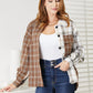 Double Take Full Size Plaid Contrast Button Up Shirt Jacket