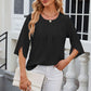 Round Neck Slit Half Sleeve Top