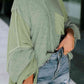 Exposed Seam Round Neck Top with Pocket
