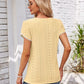 Eyelet Round Neck Petal Sleeve T-Shirt