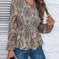 Smocked Printed Balloon Sleeve Blouse
