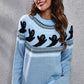 Full Size Ghost Pattern Round Neck Long Sleeve Sweater